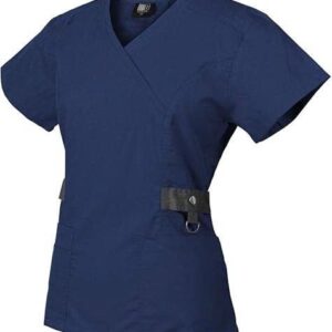 Wrap neck side pocket scrub top